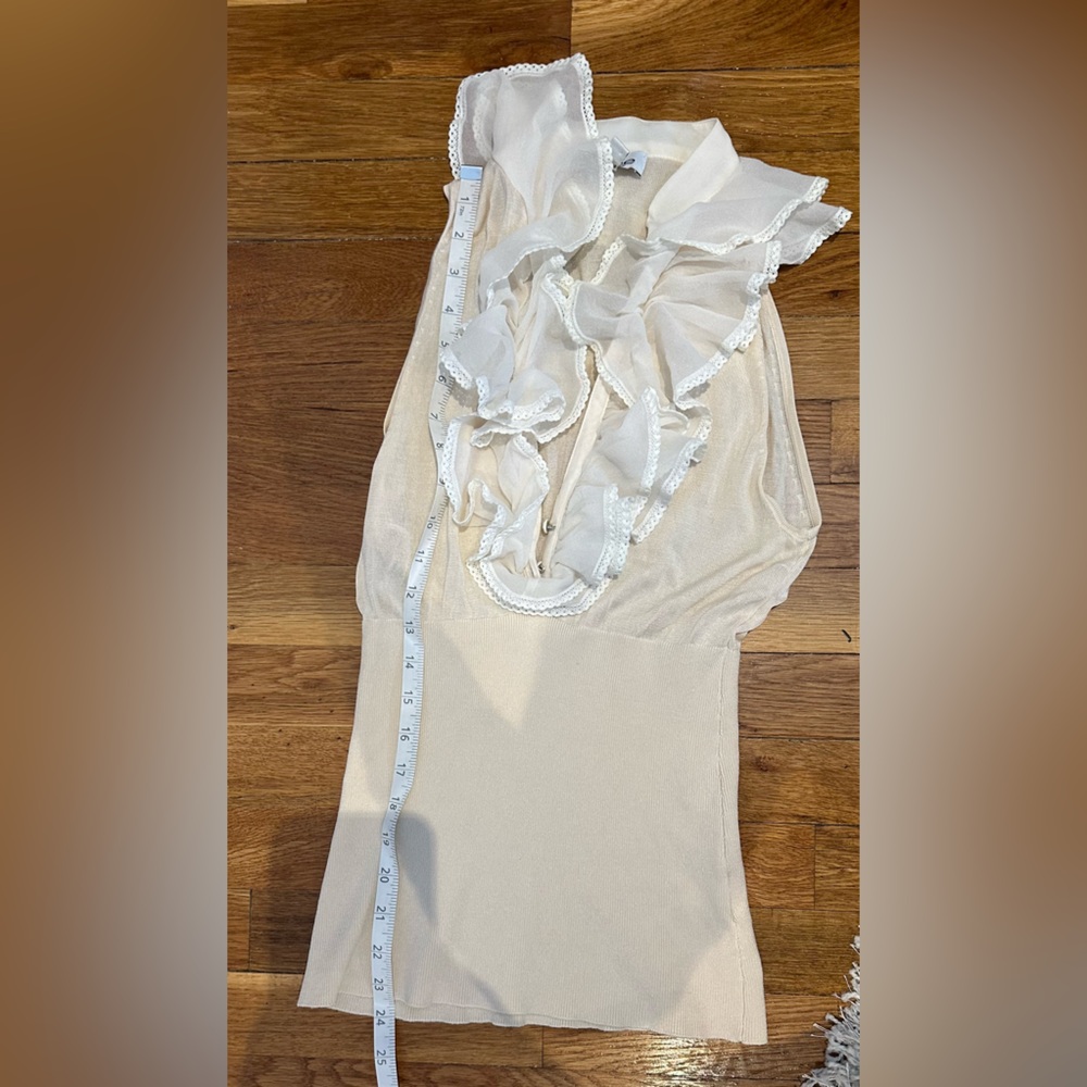BEBE Vintage Ruffle Top - Picture 7 of 7
